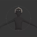 3D Head Model with Brown Curly Hair and Detailed Facial Organs Realistic Texture