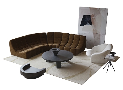 Modern Sofa Coffee Table Combination Coffee Table Leisure Chair 3d model