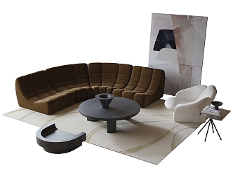 Modern Sofa Coffee Table Combination Coffee Table Leisure Chair 3d model