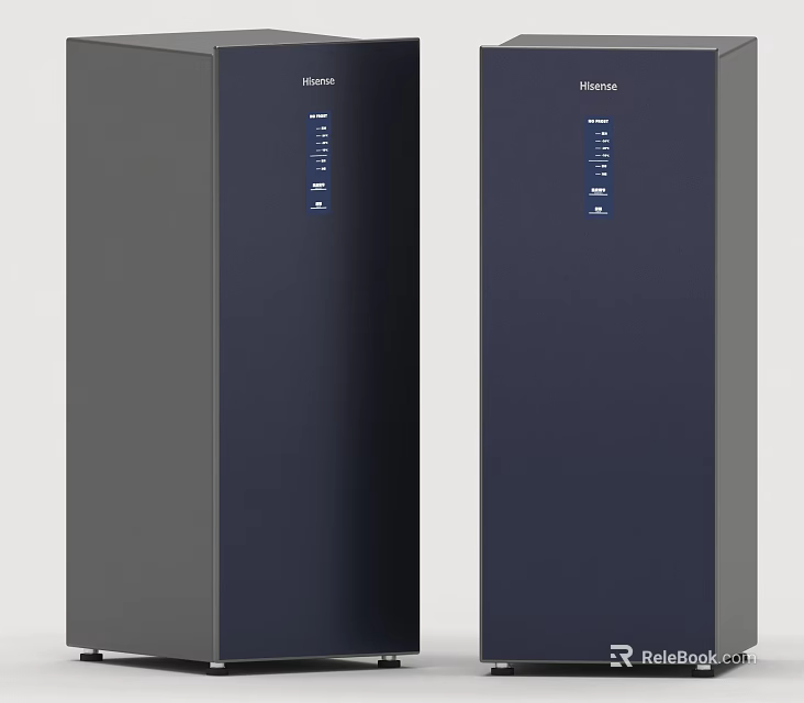 Two Modern Dark Colored Upright Daily Appliances With Digital Display Panels 3d model