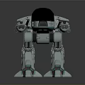 White and Blue Robot Character Design with Black Dome Head and Mechanical Arms