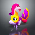 Vibrant Cartoon Fish Creature With Colorful Fins Big Eyes And Decorative Headpiece