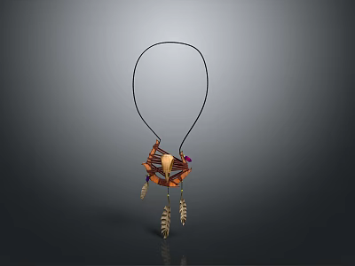 Colorful Geometric Hanging Ornament With Feather Tassels And Purple Accents For Home Decor 3d model