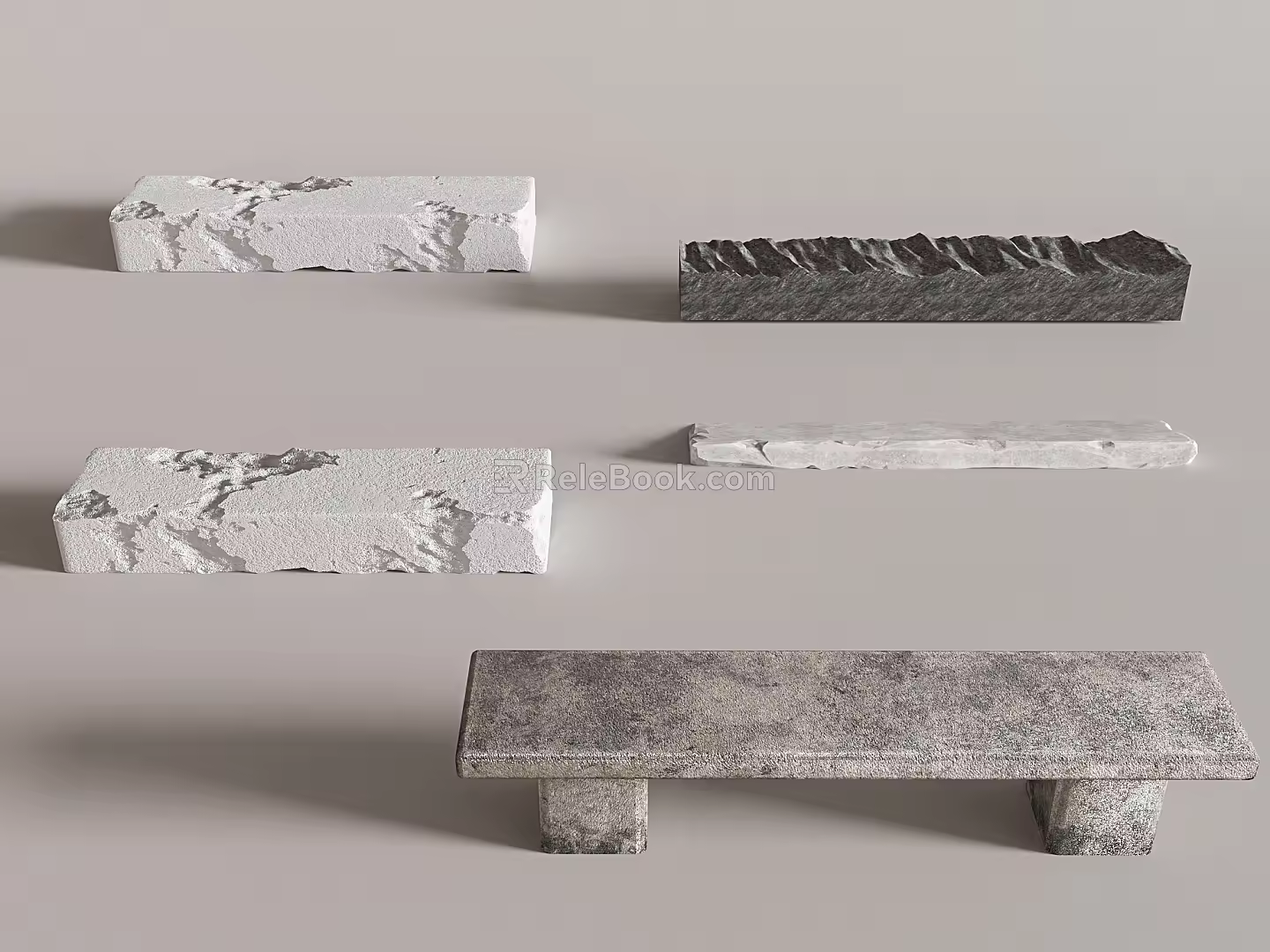 Stone Stool Bench 3d model