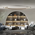 Modern Living Room Sofa Coffee Table Set With Armchair Bookshelf And Decorative Items