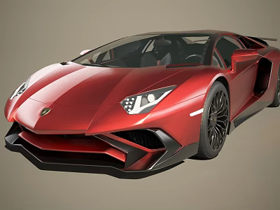 Red Sports Car With Sleek Design Scissor Doors Sharp Headlights And Black Wheels 3d model