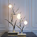 Decorative Chrome Tree Branch Design Table Lamp With Round Bulbs And Square Base 3d model