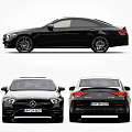 Black Luxury Mercedes Benz Sedan Exterior Front And Rear Views