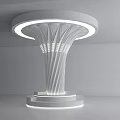 Modern Architectural Column With Integrated Circular Top Lighting And Textured Linear Structure 3d model