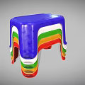 Colorful Stacked Plastic Stools With Blue Green Red Yellow And White Layers