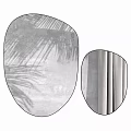 Oval Black Framed Mirror Reflecting Curtain And Palm Leaf Shadow 3d model