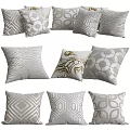 Modern Stylish Decorative Pillows With Various Geometric Patterns And Neutral Tones 3d model
