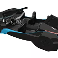 Sleek Black Sports Car With Blue Accents And Open Top Design Features
