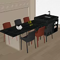 Modern Dining Table and Chair Island Table Dining Table Dining Chair 3d model