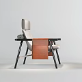 Two Modern Leisure Chairs Featuring Metal Armrests And Contrasting Upholstery Colors