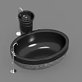 Modern Black Oval Bathroom Sink With Textured Stone Base Design
