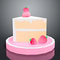 Delicious Layered Cake With Cream Frosting And Fresh Strawberry Decorations On Pink Stand