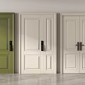 Green and White Security Doors with Single and Double Panel Home Safety Design 3d model