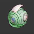White Spherical Mechanical Creature With Blue Glowing Eye Silver Button And Wing Like Structure