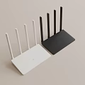 Office Electrical Appliances Two White And Black Routers With Multiple Antennas 3d model