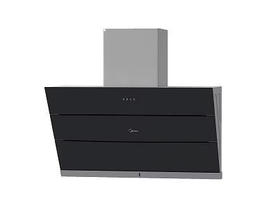 Modern Kitchen Range Hood With Black Panel And Silver Design By Midea 3d model