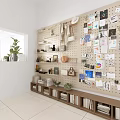Home Interior Pegboard Wall Display With Hanging Items Photos Decorations And Potted Plants