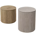 Modern Round Wooden Coffee Table With Ribbed Design And Smooth Top Surface 3d model