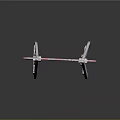 Red And White Striped Road Barrier With White Support Stands On Dark Surface