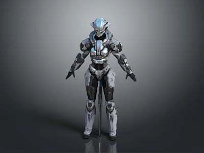 Futuristic Weapon Armor For Sci Fi Warrior With Silver Black Combat Gear Design 3d model