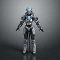 Futuristic Weapon Armor For Sci Fi Warrior With Silver Black Combat Gear Design 3d model