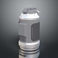 Silver Cylindrical Weapon Grenade With Gray Components And Reflective Base