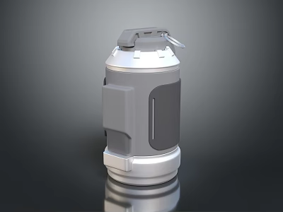 Silver Cylindrical Weapon Grenade With Gray Components And Reflective Base 3d model