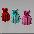 Strapless Layered Dresses With Bow In Red Blue Pink Colors