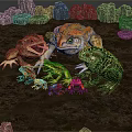Colorful Toads And Frogs In Rocky Terrain With Vibrant Skin And Natural Habitat