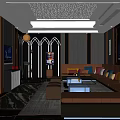 Modern Luxury KTV Lounge Interior Design With Comfortable Sofa LED TV Screens And Elegant Lighting