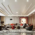 Elegant Hotel Room Interior With Red Wine Rack Bar Counter Marble Wall And Bar Stools