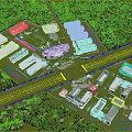 Aerial View of Modern School Campus with Multiple Buildings Sports Field and Surrounding Greenery