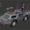 Armored Military Vehicle Featuring Weapon System Sensor Camera Antennas And Camouflage Design