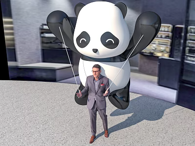 Giant Inflatable Panda Figure For Outdoor Promotional Event 3d model