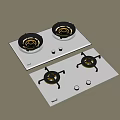 Modern Kitchen Gas Stoves With Double Burners And Control Knobs 3d model