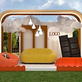 Cartoon Chocolate Sofa Booth Show Clouds 3d model