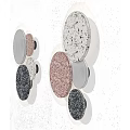 Circular Wall Lamps With Various Colors And Different Textures Arranged In Groups On White Background