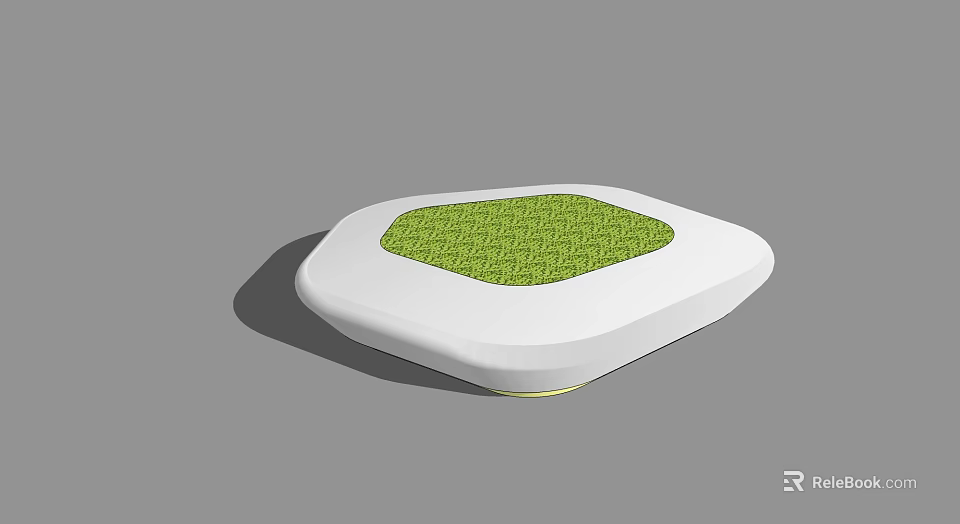 Modern White Tree Pit With Irregular Shape And Green Grass Surface 3d model