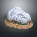Natural Stone Placed On Wooden Base With Dirt And Grass Accents