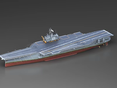 Detailed Aircraft Carrier Military Ship Model With Flight Deck And Island Superstructure 3d model