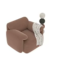 Cozy Modern Beige Single Sofa With Striped Blanket And Color Options