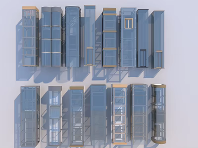 Various Modern Elevator Design Styles Featuring Glass Panels And Exteriors 3d model