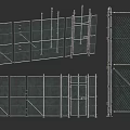 Metal Temporary Fencing With Frames And Various Construction Safety Structures 3d model