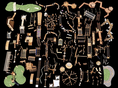 Diverse Playground Equipment Collection Featuring Slides Swings Climbing Frames And Spinning Rides 3d model