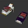 Two Model Cars In Red White And Blue With Convertible Design And Red Seats